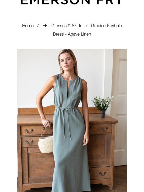 Emerson Fry Dresses & Skirts - CLEARANCE! Emerson Fry Sage Black Linen Maxi Dress with Drawstring Waist